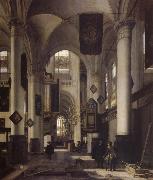 REMBRANDT Harmenszoon van Rijn Interior of a Protestant  Gothic Church with Architectural Elements of the Oude Kerk and Nieuwe Kerk in Amsterdam oil painting artist